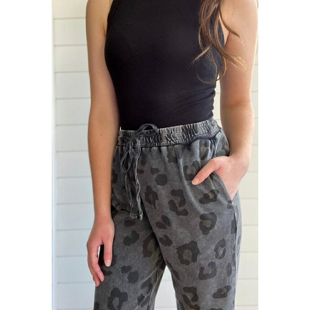 Aspen Mineral Wash Joggers in Ash Leopard - Picture 2 of 8